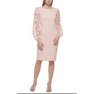 Eliza J Floral Sleeve Sheath Dress Blush Pink Size 2